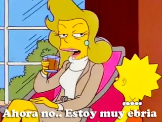 🍷 Lisa Simpson The Simpsons Ahora no.. Estoy muy ebria 심슨 가족, 리사, 취한, 만화, 알코올 telegram sticker