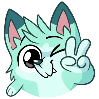 🤣 dessin animé, renard, animal, symbole paix, clin d'oeil, mignon, autocollant telegram sticker