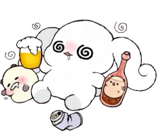 ☁ 만화, 알코올, 맥주, 귀여운, 음주, 파티, 웃긴 telegram sticker