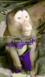 😅 А меньши пистеть типа ни учили умнек? ลิง, หยาบคาย, สัตว์, รัสเซีย telegram sticker