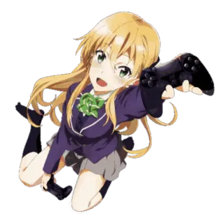 🎮 Anime, Chica, Mando, Gaming, Alegre, Pelo Rubio telegram sticker