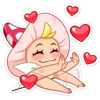 ❤️ гриб, сердце, милый, мультик, причудливый, любовь, очаровательный telegram sticker