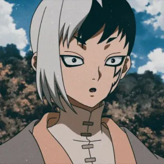 💖 Asagiri Gen Dr. Stone Anime, Dr. Stone, Asagiri Gen, Personnage, Cheveux noir et blanc telegram sticker