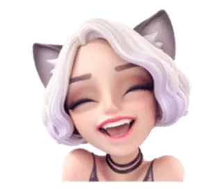 😄 мультфильм, девушка, женщина, кошачьи уши, улыбка, счастливый telegram sticker