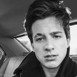 ✨ Charlie Puth Sänger, Porträt, Promi, Musiker, Schwarzweiß whatsapp sticker
