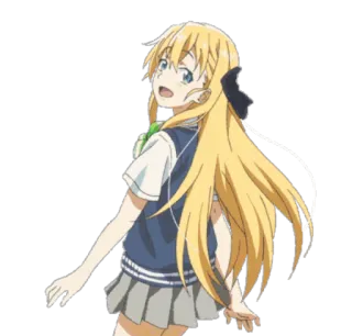 😃 Anime, Chica, Uniforme escolar, Pelo rubio, Dibujos animados telegram sticker