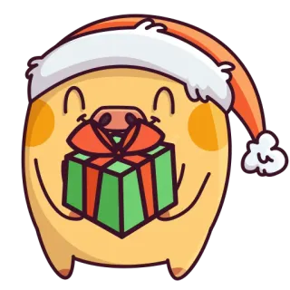 🙌 Natal, presente, festivo, feriado, celebração, fofo, desenho animado, porco whatsapp sticker