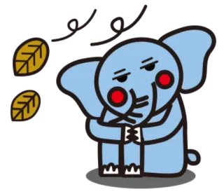 😯 Elefant, blau, süß, traurig, Cartoon, Tier, Illustration, Blätter telegram sticker