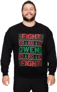 😃 Kevin Owens FIGHT KO OWENS KO FIGHT рестлинг, Кевин Оуэнс, бой, рождество, уродливый свитер whatsapp sticker