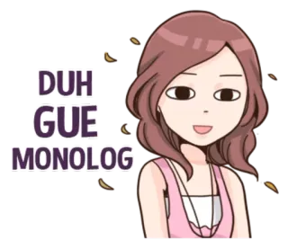 😶 DUH GUE MONOLOG Cartoon, Frau, Sticker, Indonesisch, Gue, Monolog telegram sticker