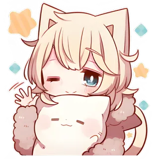 😉 Chibi, Anime, Kawaii, Chat, Mignon, Étoiles, Chaton, Personnage telegram sticker