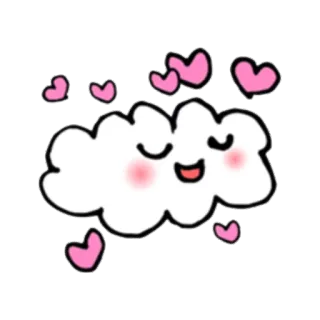 😍 nube, corazones, lindo, kawaii, dibujos animados, pegatina whatsapp sticker