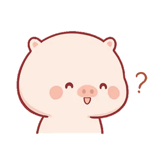 ⭐ pig, cute, cartoon, animal, question whatsapp sticker
