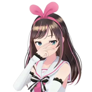 🤔 Kizuna AI Anime, Ragazza, Carina, Youtuber Virtuale, VTuber, Kizuna AI, Rosa, Fiocco, Kawaii telegram sticker