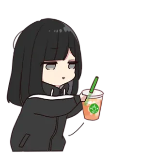 ☕ Anime, Dibujos animados, Bebida, Bebida, Personaje, Chica whatsapp sticker