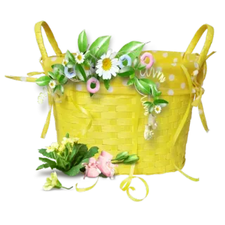🌹 корзина, цветы, весна, цветочный, ромашки, желтый, пасха telegram sticker
