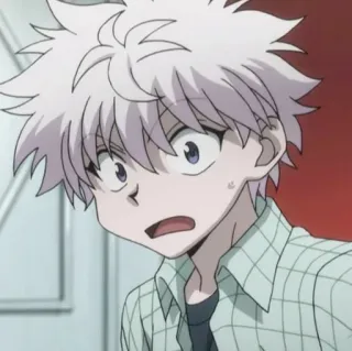 🌑 Killua Zoldyck Hunter x Hunter 애니메이션, 키르아, 조르딕, 소년, 무서워하는, 귀여운 telegram sticker