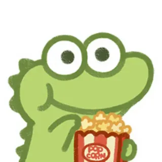 🙂 POP CORN dinosaur, popcorn, snack, food, movie, cartoon telegram sticker