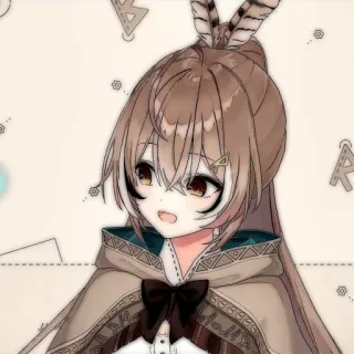 ⏳ Nanashi Mumei chica anime, pelo castaño, plumas de búho, vtuber, hololive, linda, anime telegram sticker