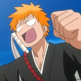 💈 Ichigo Kurosaki Bleach Anime, Ichigo, Bleach, Orange Haare, Aufgeregt, Cartoon whatsapp sticker
