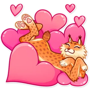🥰 lynx, animal, cat, hearts, love, cute whatsapp sticker