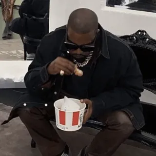 🧪 Kanye West celebrity, kfc, eating, sunglasses, chicken whatsapp sticker