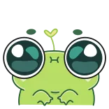 🥺 rana, lindo, verde, dibujos animados, pegatina, planta telegram sticker
