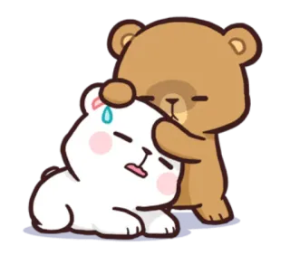 😒 urso, desenho animado, fofo, kawaii, abraço, conforto telegram sticker