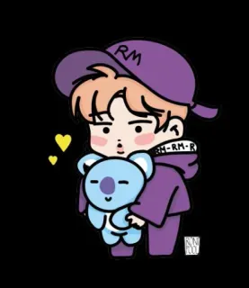 😲 RM kpop, bts, dessin animé, rm, musique, mignon, koala, personnage whatsapp sticker