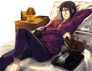 😴 Sebastian Michaelis Black Butler anime, sebastian michaelis, black butler, cat, fanart telegram sticker