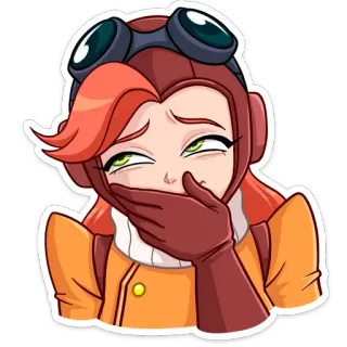 🤭 อนิเมะ, ผู้หญิง, นักบิน, การบิน, นักบิน, แว่นตา, การ์ตูน telegram sticker