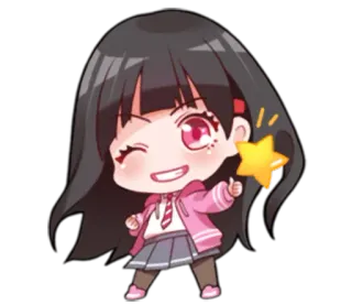 👍 Аниме, Чиби, Девушка, Мультфильм, Каваий, Звезда, Школьница telegram sticker