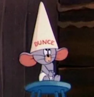 🤡 DUNCE cartoon, mouse, dunce cap, humor, education telegram sticker