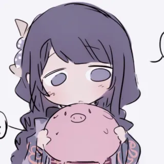 🍶 Anime, Fille, Cochon, Mignon, Dessin animé whatsapp sticker
