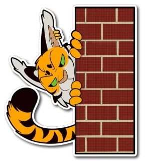 👀 tiger, cartoon, animal, brick wall, sticker telegram sticker