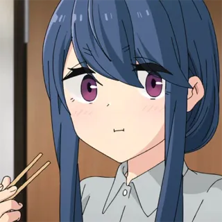 🤨 Rin Shima Laid-Back Camp Anime, Garota, Desenho animado, Comendo, Bonito, Laid-Back Camp telegram sticker