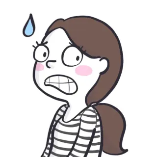 👍 dessin animé, femme, anxieuse, effrayée, inquiète, nerveuse, transpiration telegram sticker