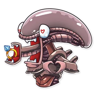 💍 Alien Alien, Coeur, Diamant, Bague, Science-fiction, Monstre whatsapp sticker
