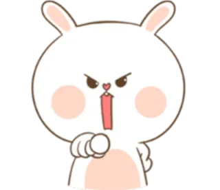 😡 wütend, Hase, Kaninchen, Cartoon, niedlich, zeigend, genervt telegram sticker