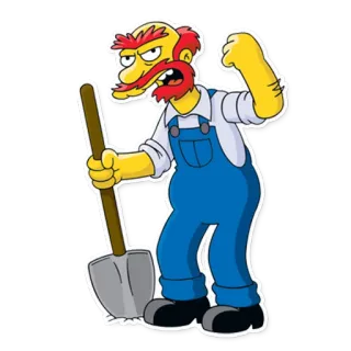 😠 Groundskeeper Willie The Simpsons การ์ตูน, วิลลี่, เดอะซิมป์สันส์, เสียม, โกรธ telegram sticker