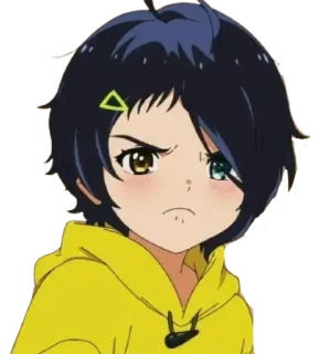 🤔 Anime, Mädchen, Wütend, Gelb, Charakter, Cartoon telegram sticker