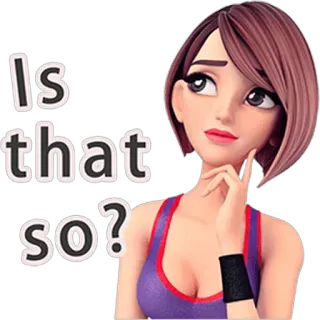 🤔 Is that so? вопрос, женщина, мультик, выражение, задумчивый, любопытный telegram sticker