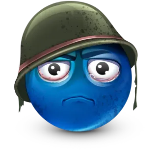 😨 Emoji, Soldado, Azul, Casco, Cansado, Triste whatsapp sticker