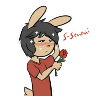 🐇 S-Senpai Anime, Senpai, Rosa, Ruborizar, Coelho, Fofo, Desenho animado, Coelhinho telegram sticker