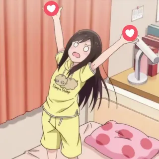💕 anime, cartoon, girl, sleepy, pajamas, kawaii, cute telegram sticker