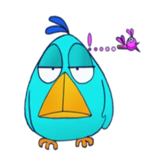 😐 ... oiseau, dessin animé, mignon, animal, bleu, violet, drôle, expression telegram sticker