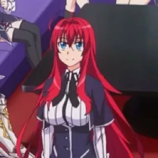 🩸 Rias Gremory High School DxD Anime, Fille, Cheveux roux, Illustration, Portrait, Rias Gremory, High School DxD whatsapp sticker