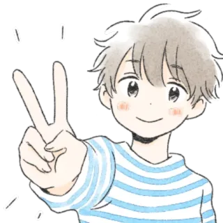 💫 애니메이션, 만화, 귀여운, 소년, 평화 기호, 일러스트, 스티커 telegram sticker