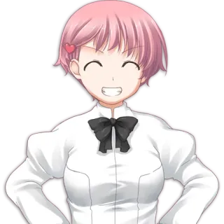 😁 garota anime, sorrindo, cabelo rosa, kawaii, personagem telegram sticker