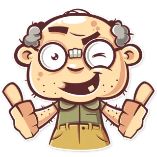 👍 Dibujo animado, Personaje, Gafas, Hombre, Pulgar arriba, Viejo telegram sticker